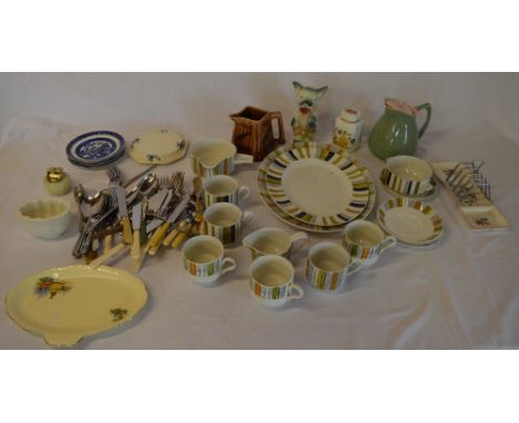 Silver plate & stainless steel cutlery, Midwinter ceramics, jelly mould, table lighter etc