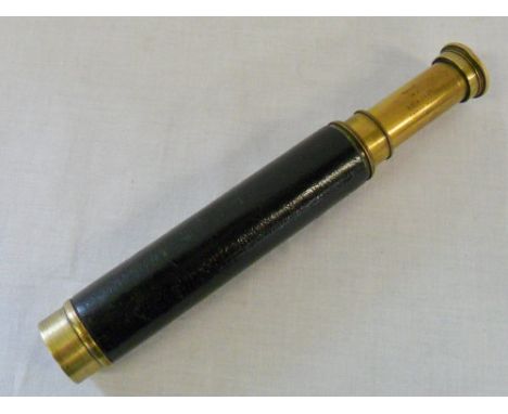 'Hawk' 3 draw leather and brass early 19th Century telescope by Broadhurst Clarkson