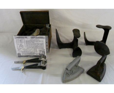 Shoe anvils, flat irons, Monitor Touring stove & castrating tools