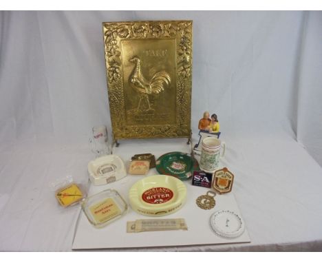 Breweriana - mixed items to include beermats, ashtrays, Courage fireguard etc
