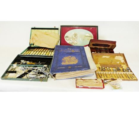Chinese Swatow shell cutting picture&nbsp;of a landscape,&nbsp;another, a Brother Deluxe vintage typewriter, a Panasonic elec