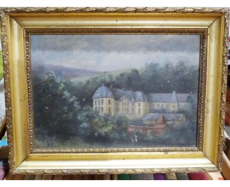 Box of assorted pictures&nbsp;to include amateur oil on canvas, prints, etc (1 box)&nbsp;
