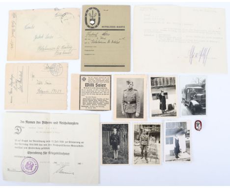 WW2 German Family Document Grouping: RAD enamel badge with mitglieds-karte with owners photo inside , WW1 1914-18 Cross of Ho