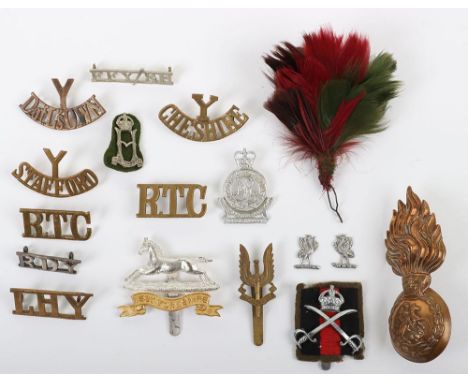 Grouping of British Badges and Insignia, including other ranks Northumberland Fusiliers busby grenade, Birmingham Mint West Y