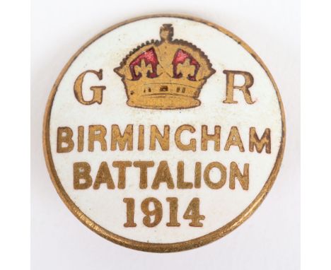 WW1 1914 Birmingham Battalion Enamel Lapel Badge, fine example of gilt and enamel lapel badge with fitting to the reverse. W 