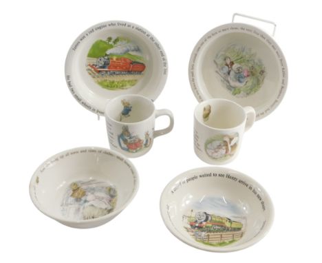 A collection of child's ceramics, to include a Wedgwood Thomas the Tank Engine bowl, Wedgwood Beatrix Potter bowl, etc. 