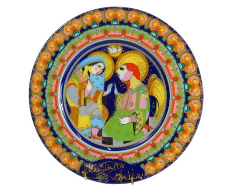A Rosenthal Gallerie plaque, printed mark Verkundigung, dated 1975, and with signatures, 29cm diameter. 