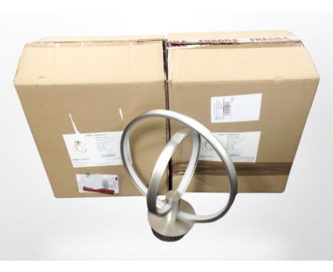 Two Happy Homewares modern LED ceiling light fittings in satin nickel, both boxed.