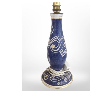 A Maling crackle glazed earthenware lamp base, height 32 cm 