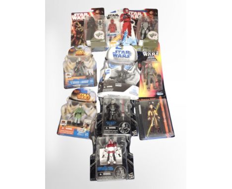Ten Hasbro and Kenner Star Wars figures, boxed.