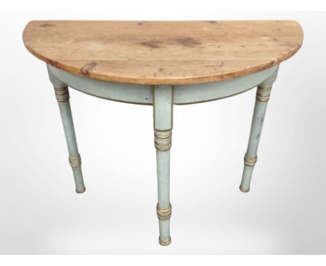 A 19th century French painted and gild pine console table, 97 cm x 48 cm x 76 cm 