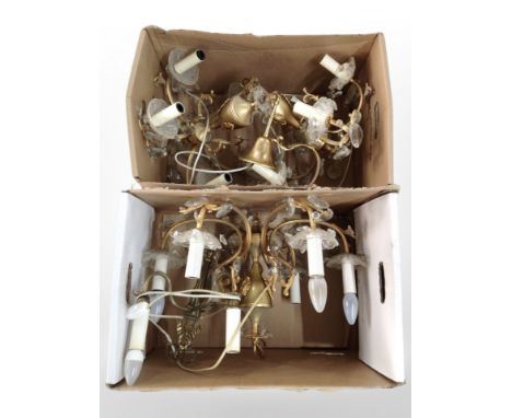 Two boxes of continental chandelier light fittings.