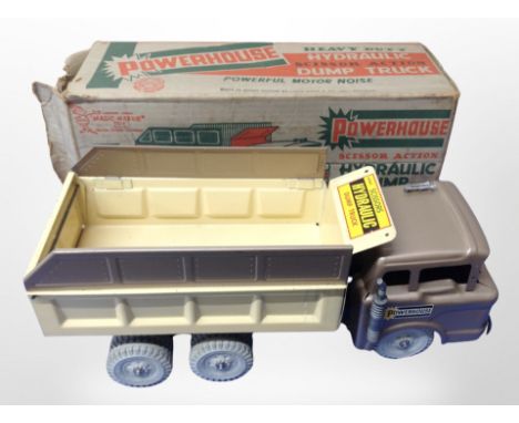 A Marx Toys Powerhouse heavy duty hydraulic scissor action dump truck in original box 