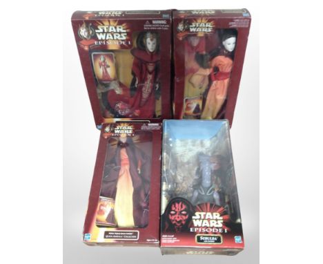 Four Hasbro Star Wars Episode I figures, all boxed.