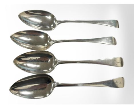 A set of four George III silver table spoons, George Smith, London 1805, length 22cm.  CONDITION REPORT: 263.6g