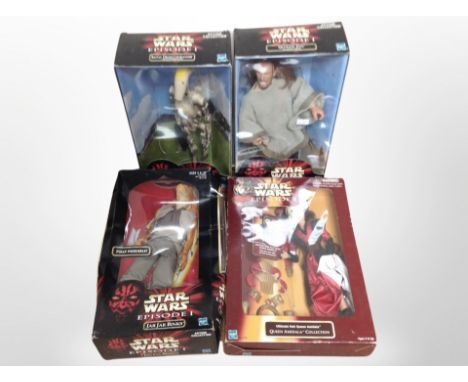 Four Hasbro Star Wars Episode I figures, boxed.