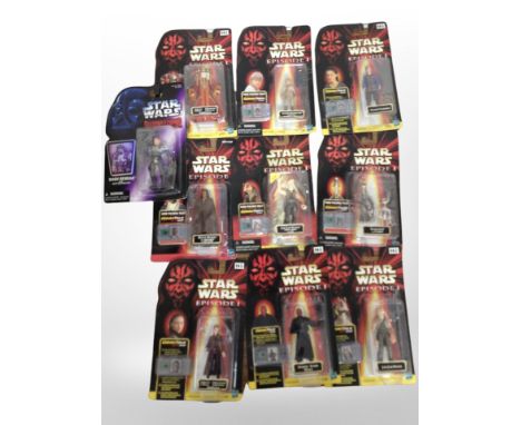 Ten Hasbro Star Wars Episode I and other figures, all boxed.
