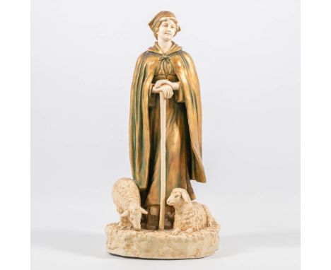 An art deco statue in Faience, made by Bernard Block and marked R. Dubitsky. Boheme, first half of 20th century. 25 x 25 x 47