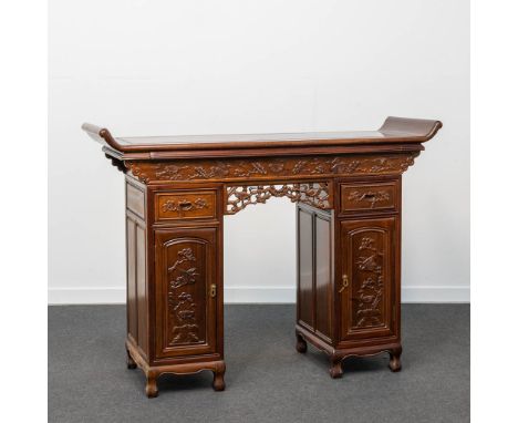 A Chinese hardwood Scroll Desk, Second half of 20th century. 50 x 145 x 108