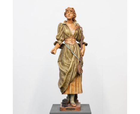 RStK ? Riessner, Stellmacher and Kessel , later Amphora, terracotta staue of a lady. In the style of Goldscheider. 25 x 30 x 