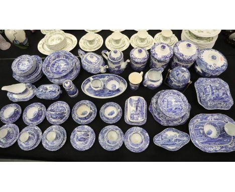 Eighty four pieces of Spode ceramics in the Italian pattern to include plates, cups and saucers, biscuit barrel etc. Not avai