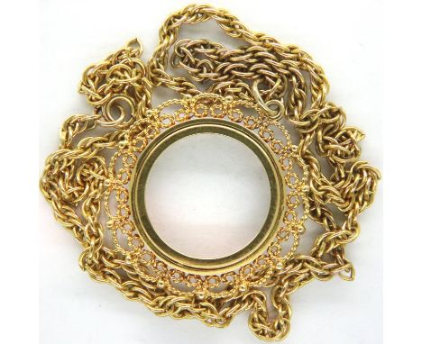 9ct gold chain and full sovereign mount, combined 15.6g. P&amp;P Group 1 (£14+VAT for the first lot and £1+VAT for subsequent