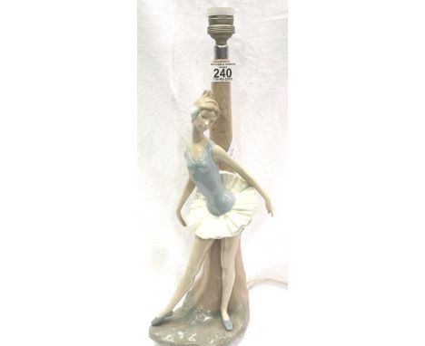 Lladro table lamp in the form of a ballerina leaning against a tree, overall H: 47 cm. P&amp;P Group 3 (£25+VAT for the first