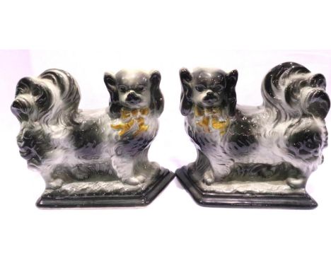 Pair of ceramic King Charles Spaniels with registration marks. P&amp;P Group 2 (£18+VAT for the first lot and £3+VAT for subs