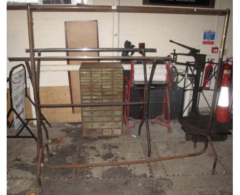 Two vintage metal clothes display racks or stands.  (2)
