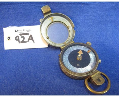 First World War British Army brass marching compass, Verner's pattern, marked: E. Koehn, Geneva, Switzerland, numbered: 1929,