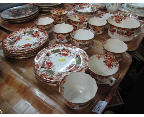 Two trays of early 20th Century Staffordshire Meir floral china comprising: teacups; saucers; plates; sucrier etc. (2)