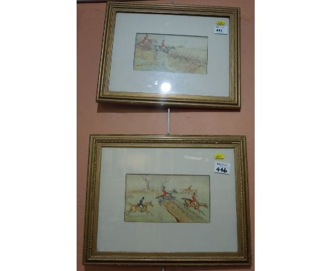 C. Tatchell-Bullen, hunting scenes, a pair, signed watercolours.  Framed and glazed.  (2)