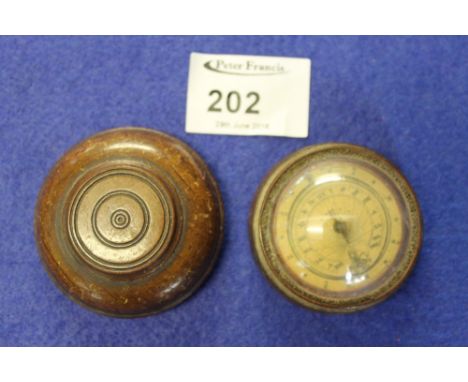 Early 19th Century turned, wooden cased compass/sundial, dated: 1824.