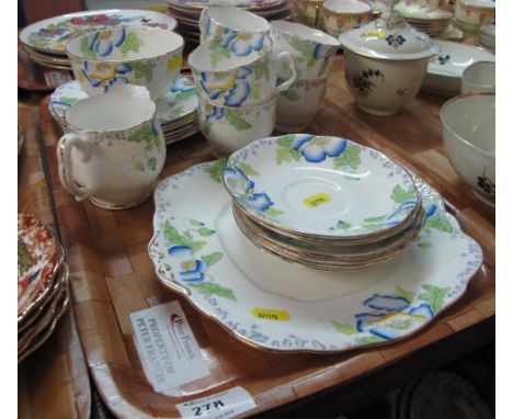 Tray of Royal Albert Crown china 'Poppyland', registration no.: 749633, teaware comprising: teacups and saucers; sandwich pla