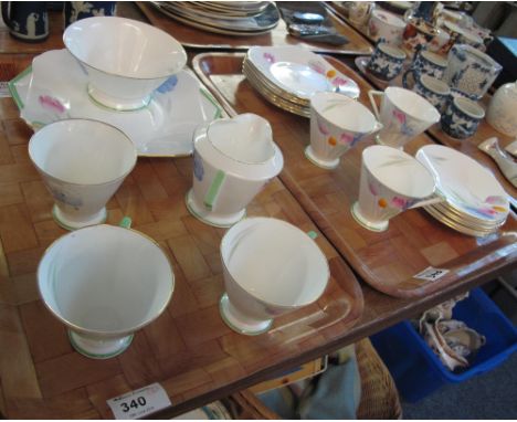 Shelley china 21 piece tea service comprising: six cups; six saucers; six side plates; cream jug; sugar bowl and sandwich pla