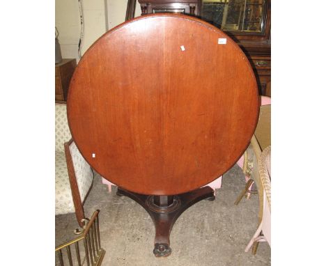 19th Century mahogany circular tripod tilt top centre table.