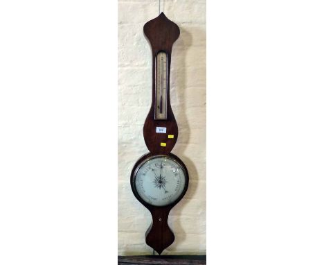 19th century mahogany barometer. Condition report: see terms and conditions