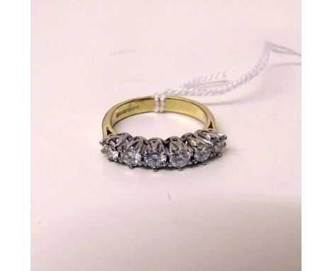 18ct gold 6 stone diamond ring, approx 0.9ct in Condition report: see terms and conditions