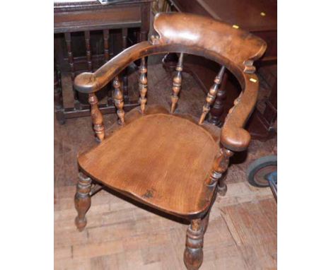 Victorian elm smokers bow chair. Condition report: see terms and conditions