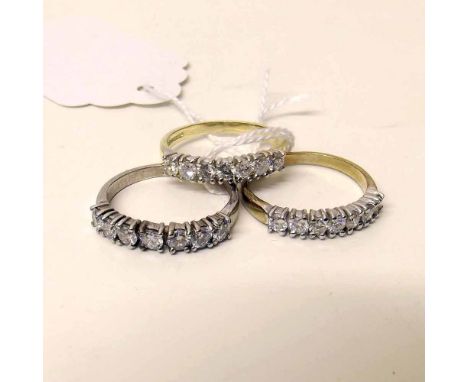 Two 18ct gold 7 stone diamond ring and a 9ct 7 Condition report: see terms and conditions