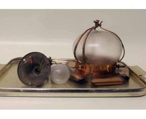 Copperised Arts & Crafts hanging centre light Condition report: see terms and conditions