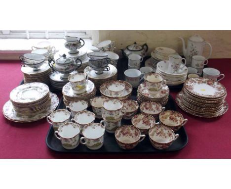 Royal Stafford blue and gilt tea service, Crown Staffordshire rose pattern tea ware, Royal Albert and other tea ware. Conditi