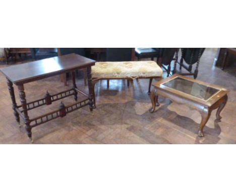 Cabriole leg duet stool, coffee table & Edwardian centre table Condition report: see terms and conditions