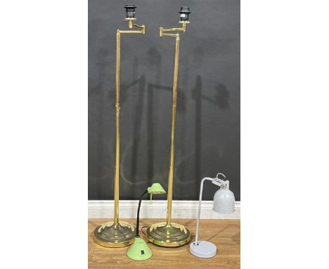 Lighting - a pair of club style floor lamps, 122.5cm high; two desk lamps (4)