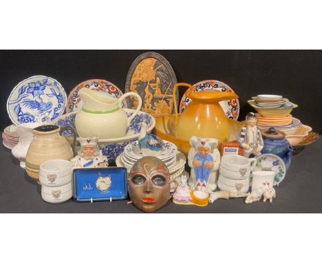 Miscellaneous Pottery and Porcelain - a Denby plaque; MJ Wood Toby jug and bowls; Clayhanger Willy's team, etc (quantity)