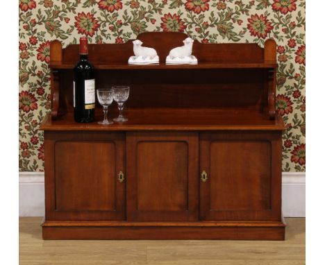 Miniature Furniture - a Victorian mahogany chiffonier, shaped superstructure with rectangular shelf and C-scroll brackets, th