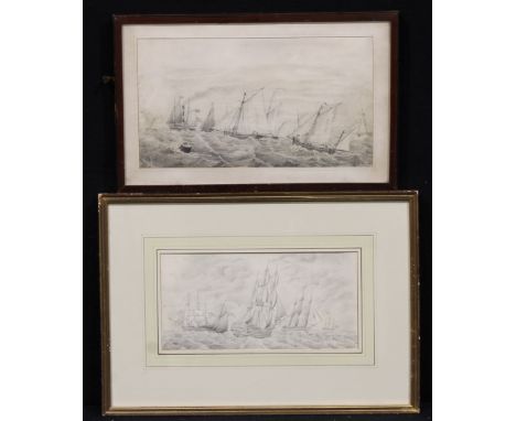 English School (19th century) SS Royal William indistinctly signed, pencil sketch, 20cm x 35.5cm; another similar (2)