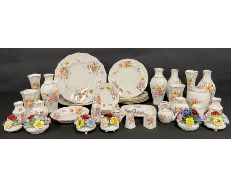 Royal Crown Derby Derby Posies Pattern ceramics including plates, vases, trinket trays, ginger jar and cover, etc; Royal Doul