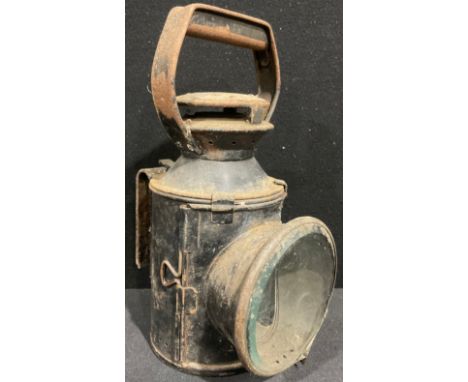 A British Rail signalmans lamp, approx 28.5cm high