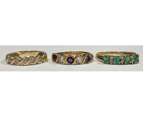 Three 9ct Gold Half Eternity Rings;&nbsp;to include a 9ct gold 0.33ct total round brilliant cut diamond half eternity ring, s